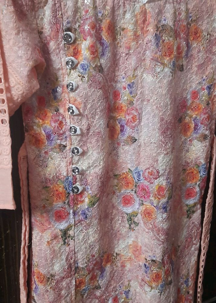 Floral Print Kurti with Delicate Details For Girls