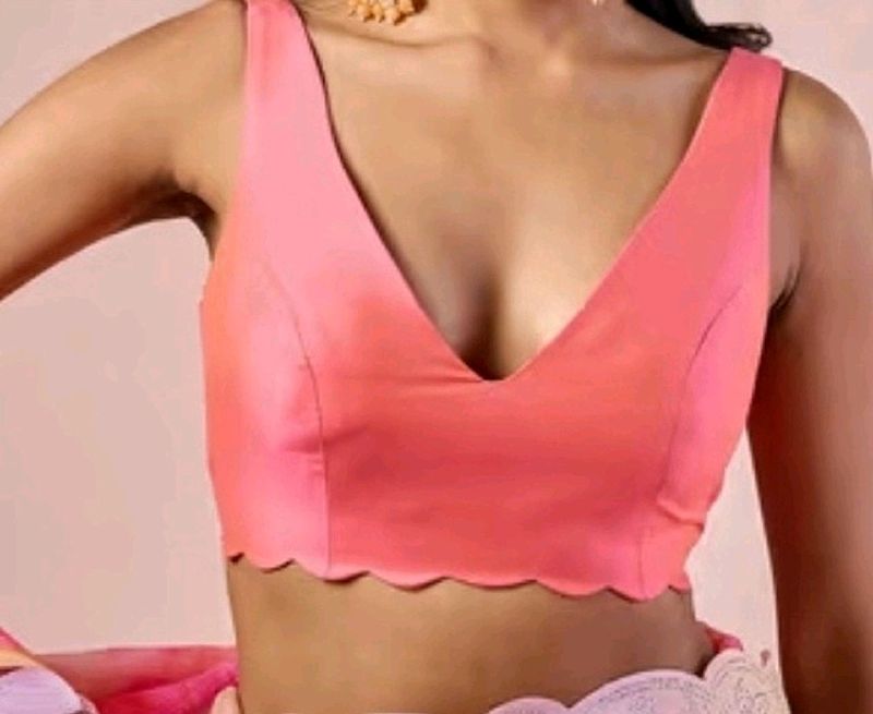 Silk Padded Back Hook V Neck Blouse