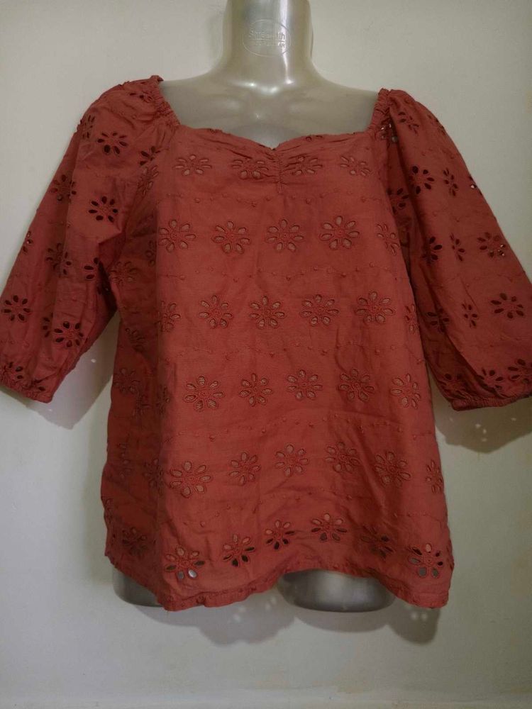 Chic Embroidered Square Neck Top 34"-36"