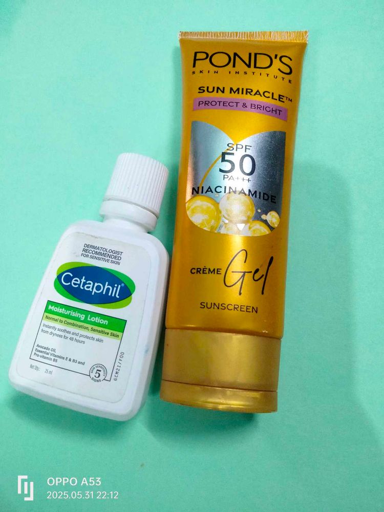 Cetaphil Lotion &amp; Pond's Sunscreen SPF 50