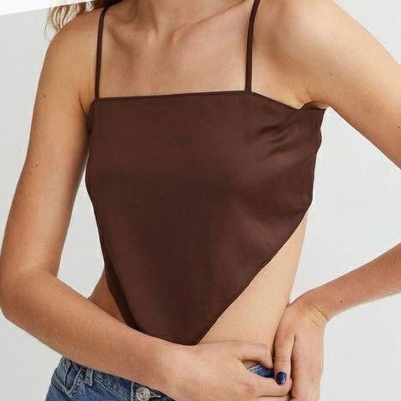 H&amp;M Brown Satin Irregular Top⭐️