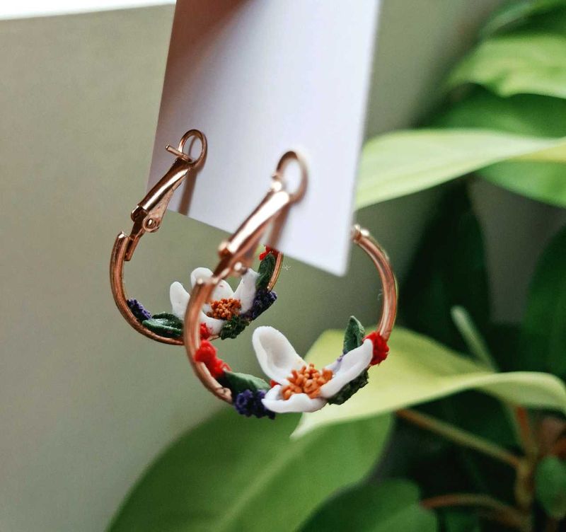 Floral Hoop Earrings