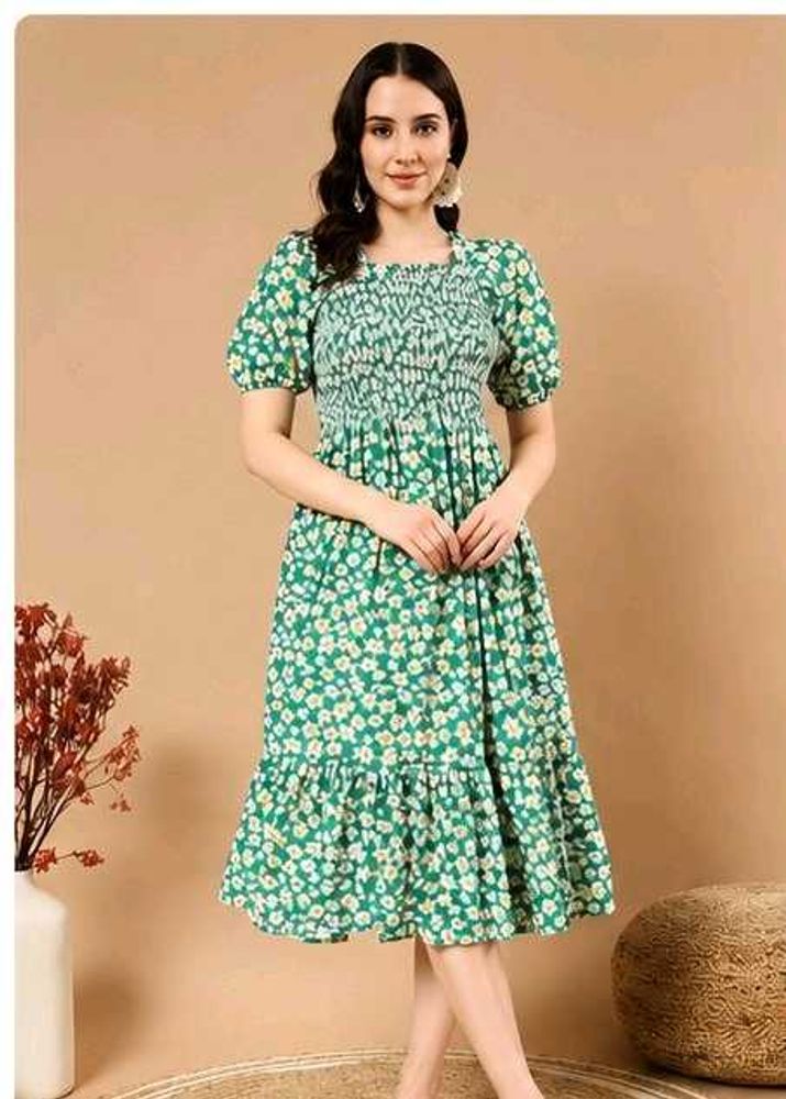 Green Floral Midi Dress