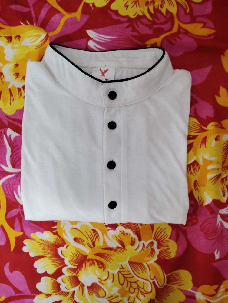 Men's White Henley T Shirt