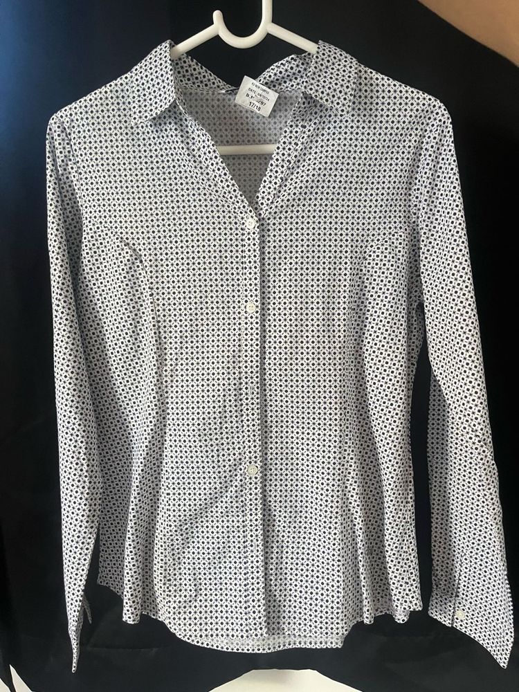 Chic Geometric Print Button-Up Shirt