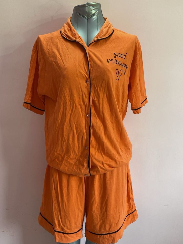 Orange "Good Morning" Pajama Set