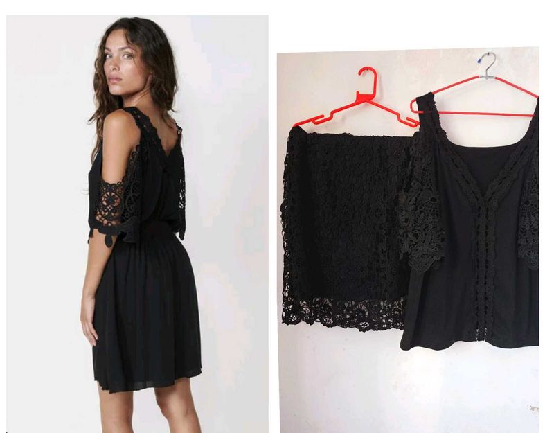 Black Lace Dress &amp; Skirt Set