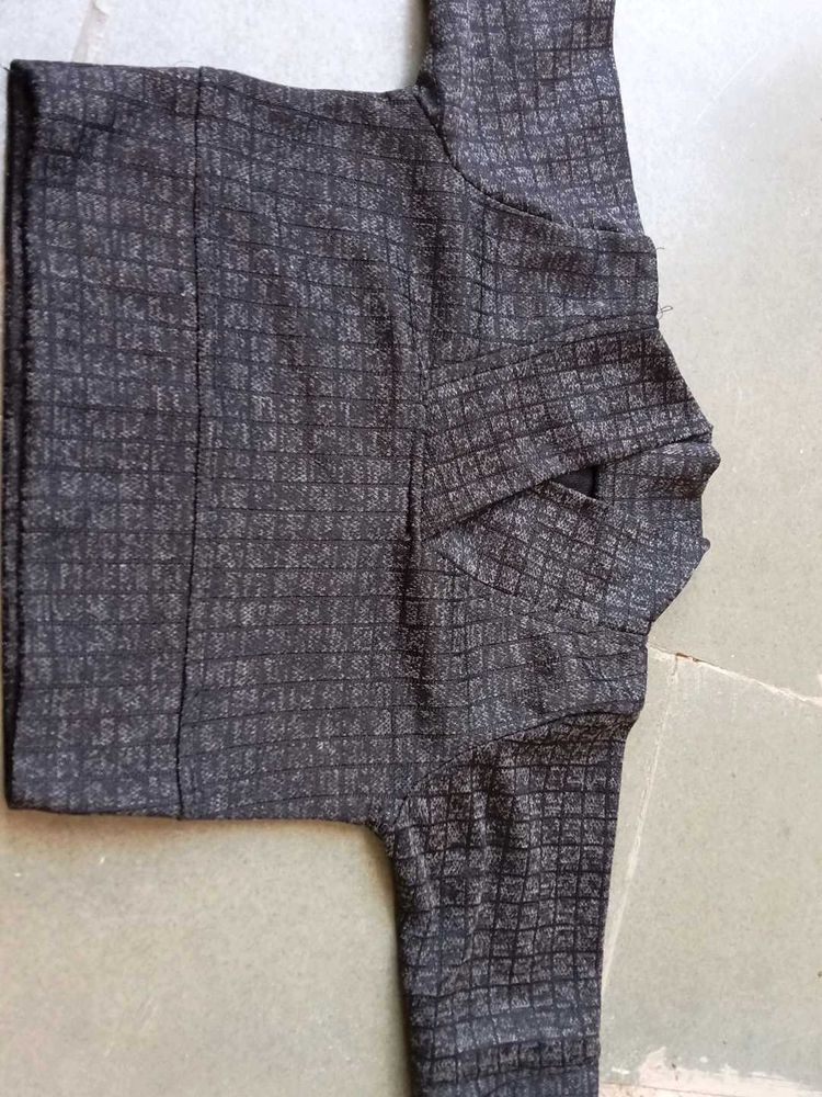 Stylish Women's Grey Textured Blouse