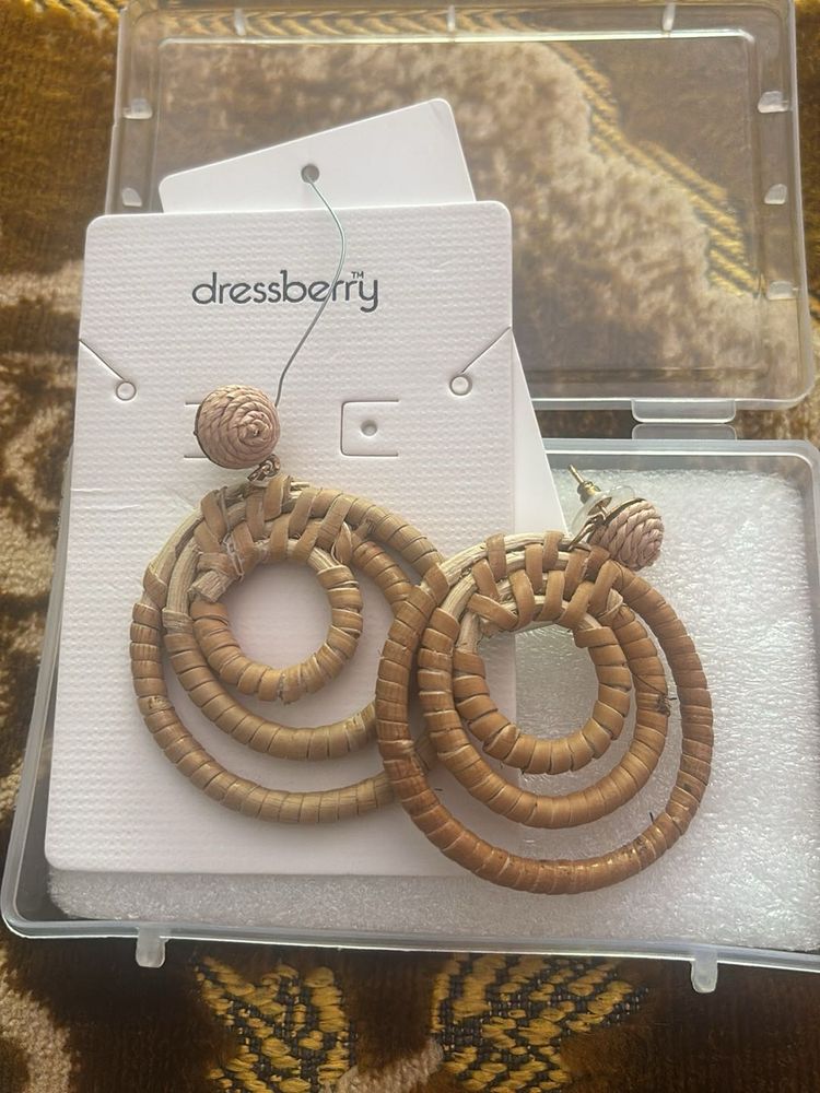 Boho Rattan Hoop Earrings
