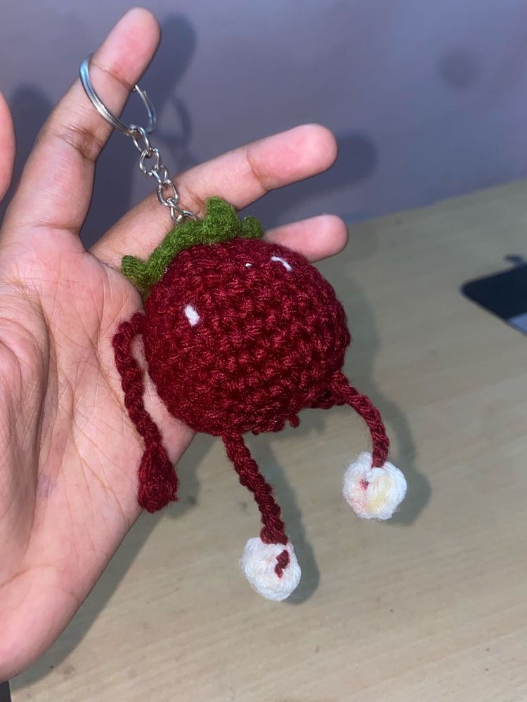 Crocheted tomato Keychain ( slightly imperfect)
