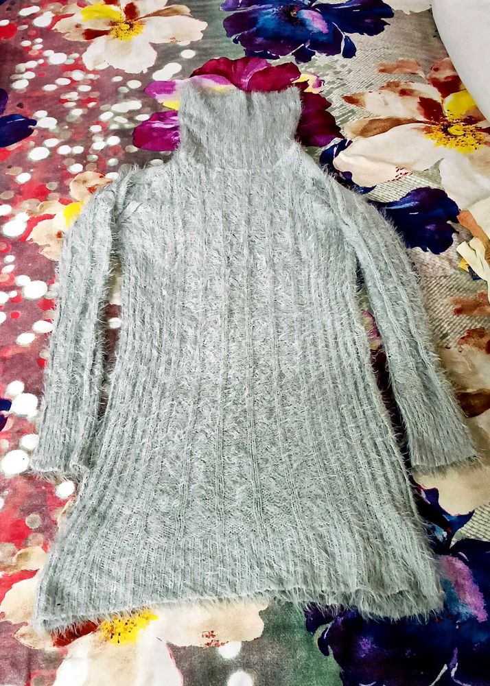 Cozy And Unique Light Gray Long Sweater