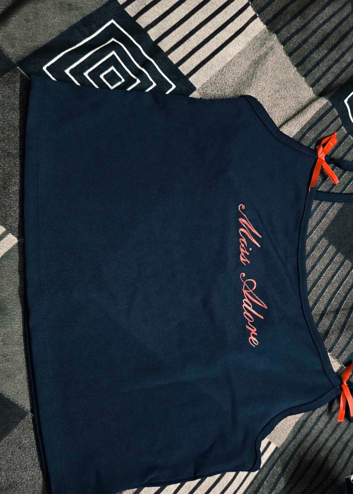 Navy Blue "Miss Adore" Cropped Top