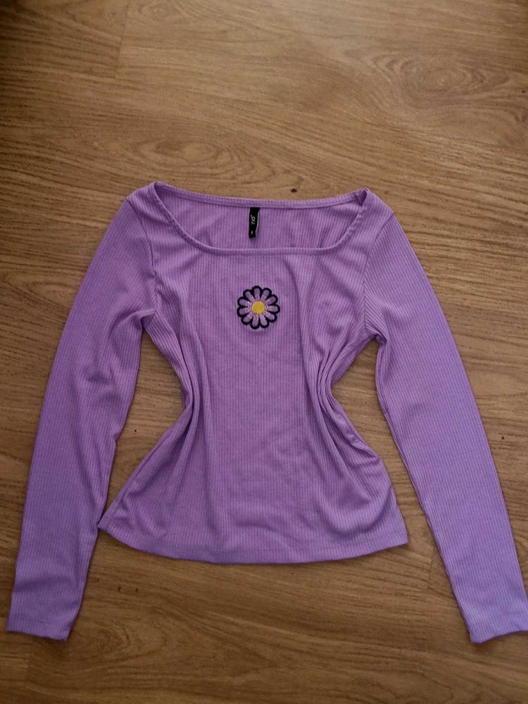 Lavender Ribbed Long Sleeve Top