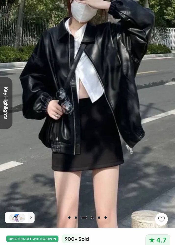 Oversized Black Faux Leather Jacket
