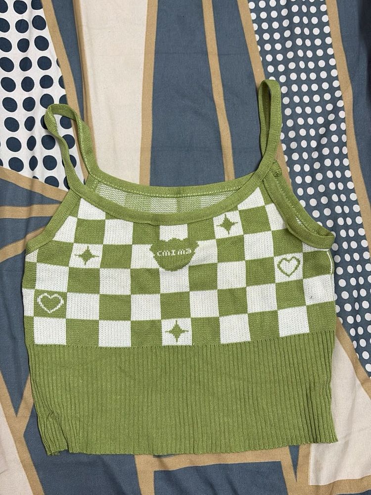 Cute Checkered Crop Tank Top