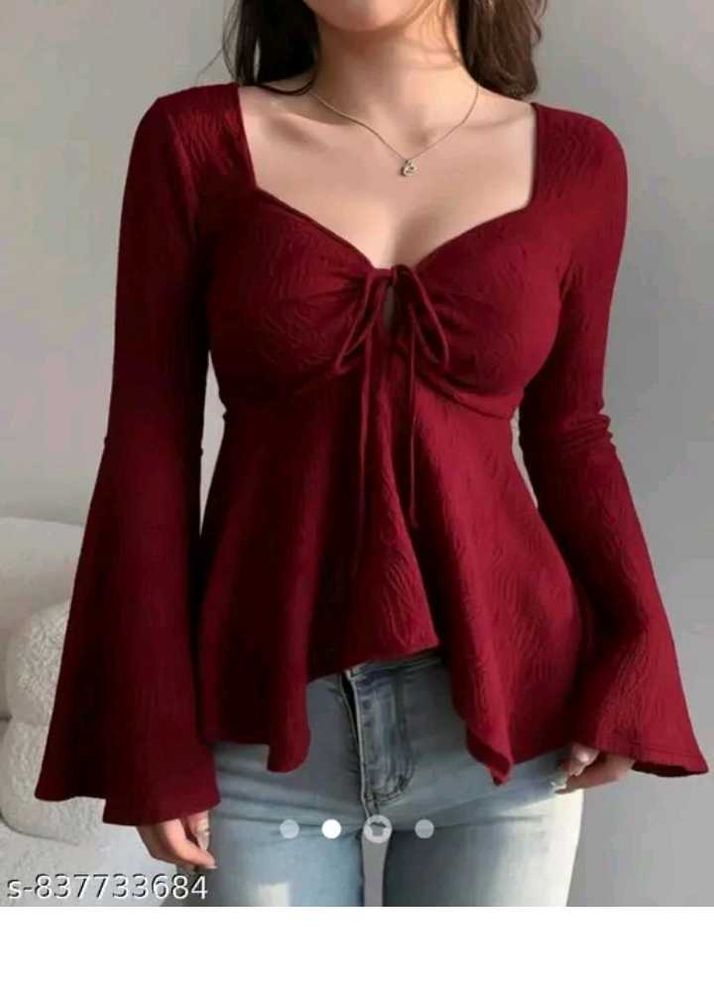 Chic Flared Sleeve Tie-Front Top