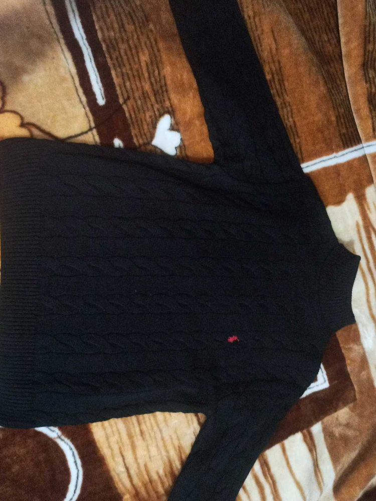 Men's Black Cable Knit Sweater