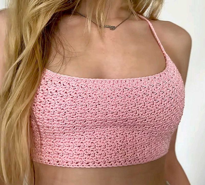 Pink Crochet beach Crop Top