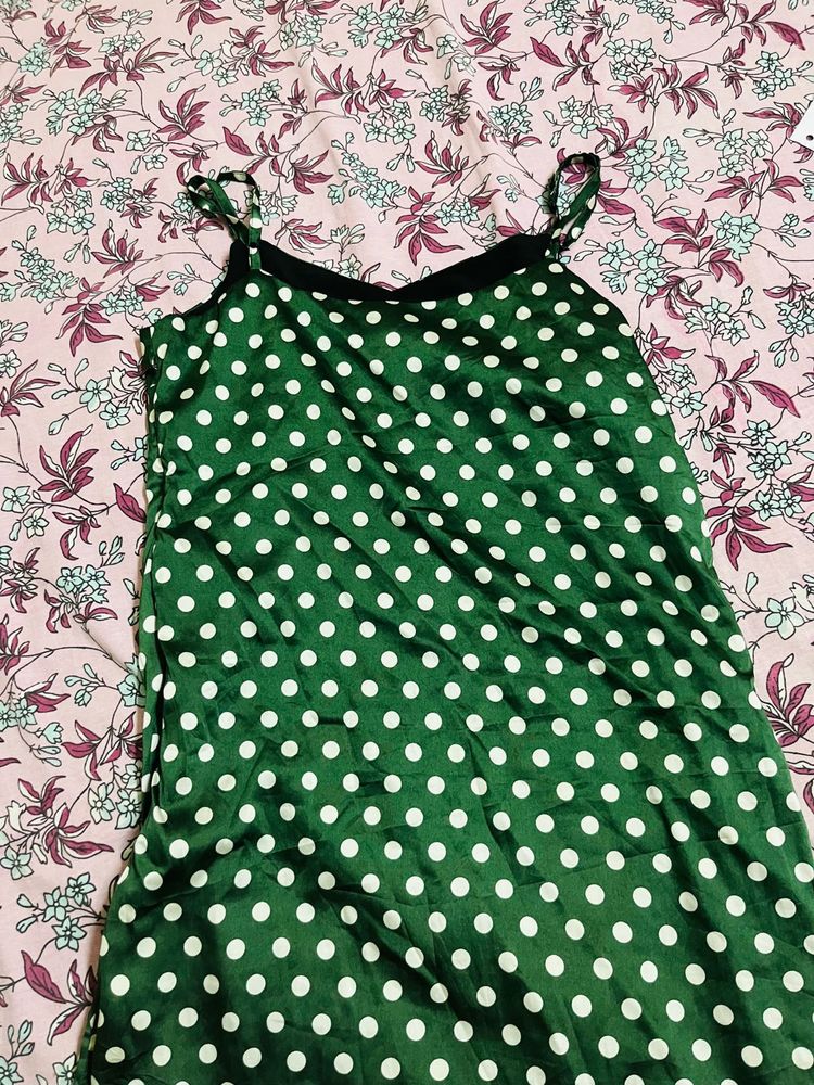 Green Polka Dot Slip Dress