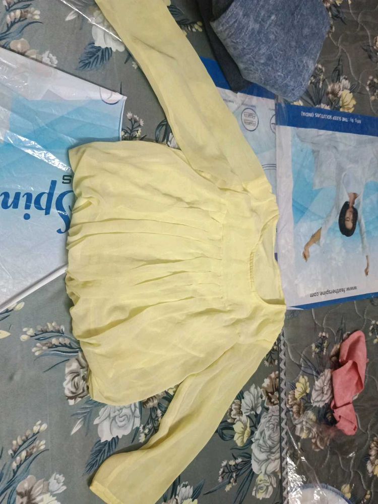Sheer Yellow Long Sleeve Top