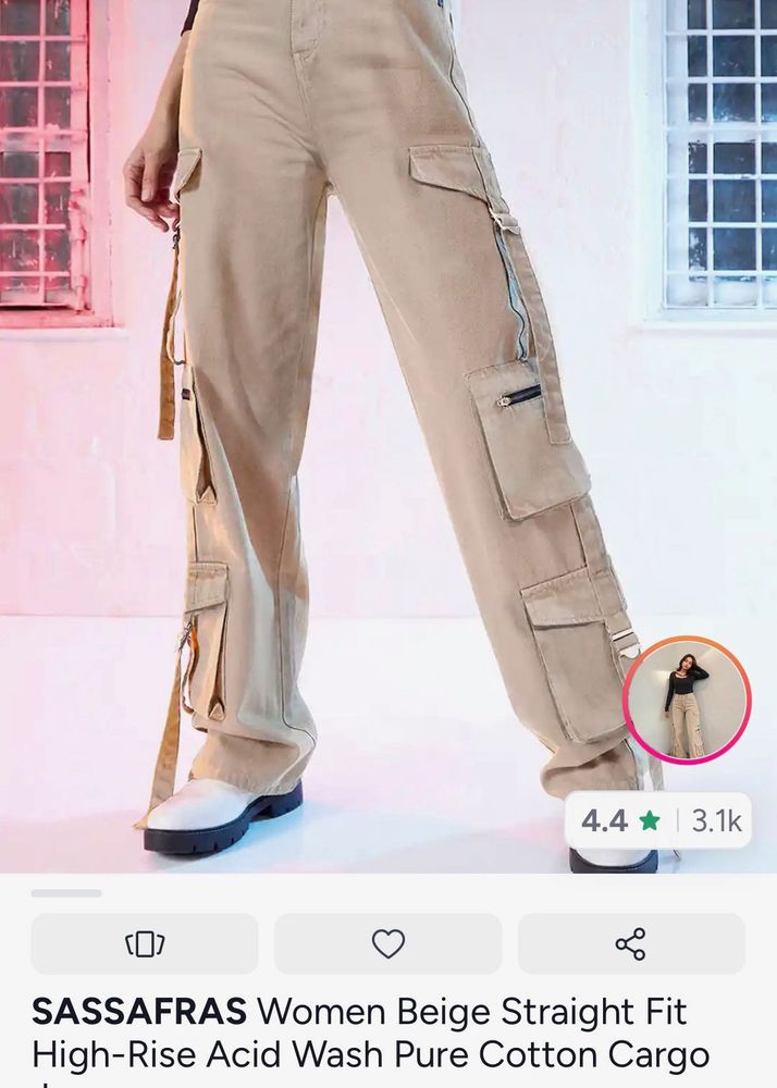 Women's Beige Cargo Pants