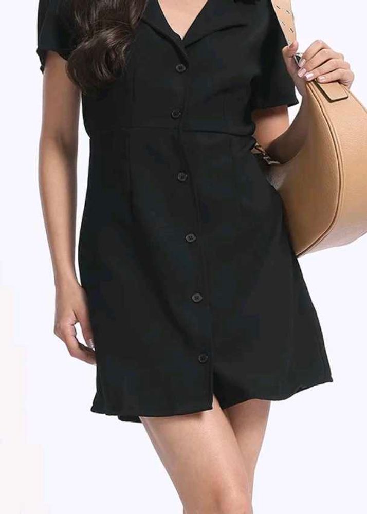 Glitchez Cuban Collar Panelled Mini Shirt Dress