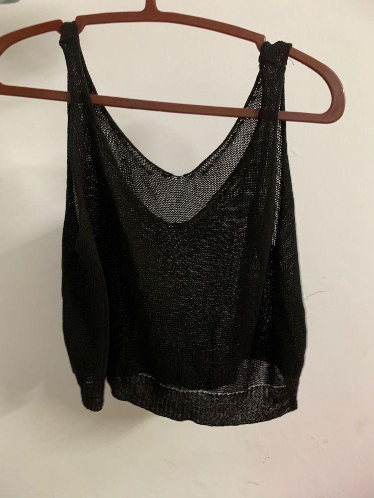 Sheer Black V-Neck Tank Top