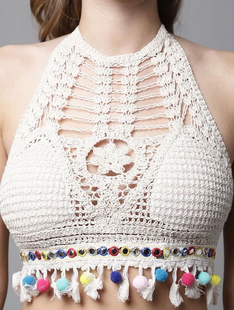 Boho Crochet Halter Neck Crop Top