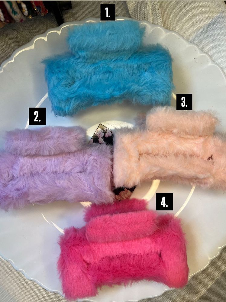 Fuzzy Claw Hair Clips