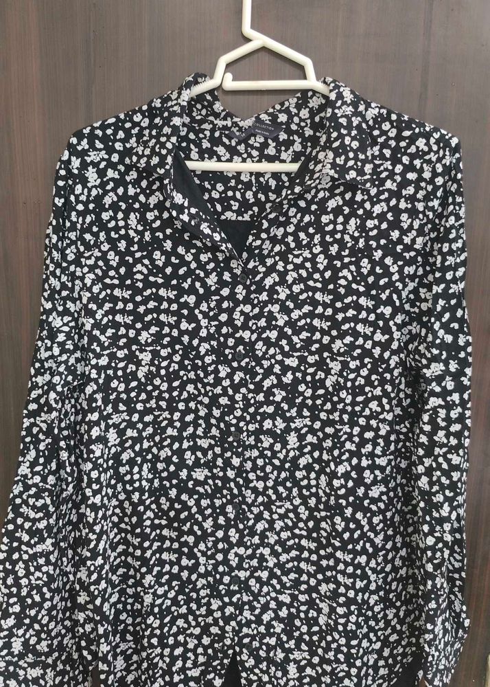 Chic Floral Print Button-Up Shirt