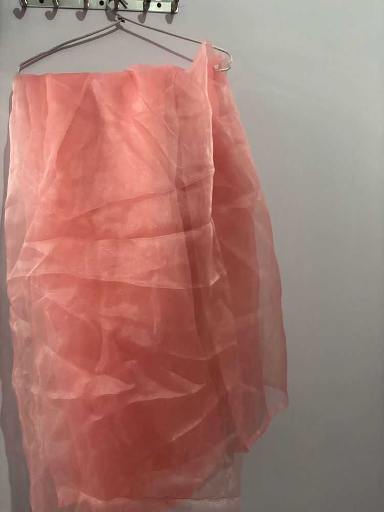 peach organza saree