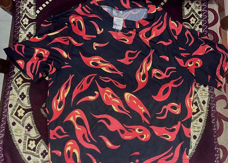 Cool Flame Print T-Shirt