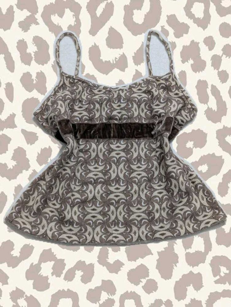 Vintage Y2K Brown Patterned Cami Top