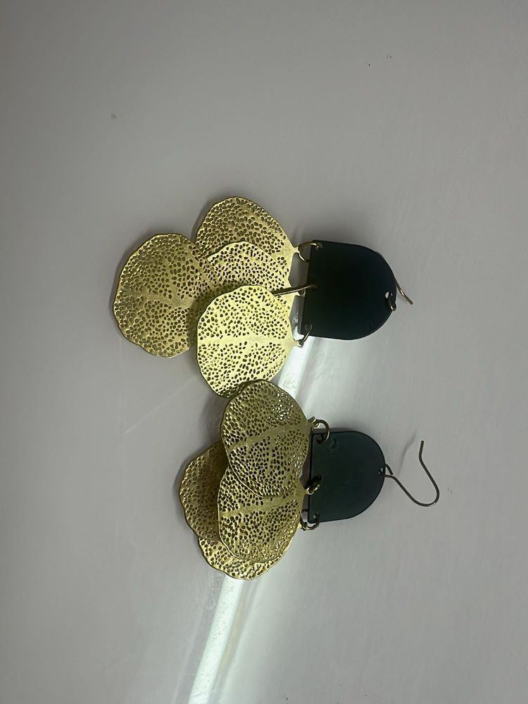 Gold &amp; Black Statement Earrings