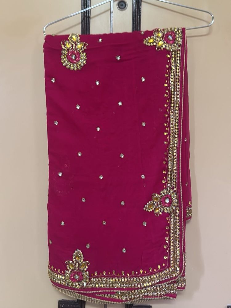 Stunning Embellished Magenta Saree