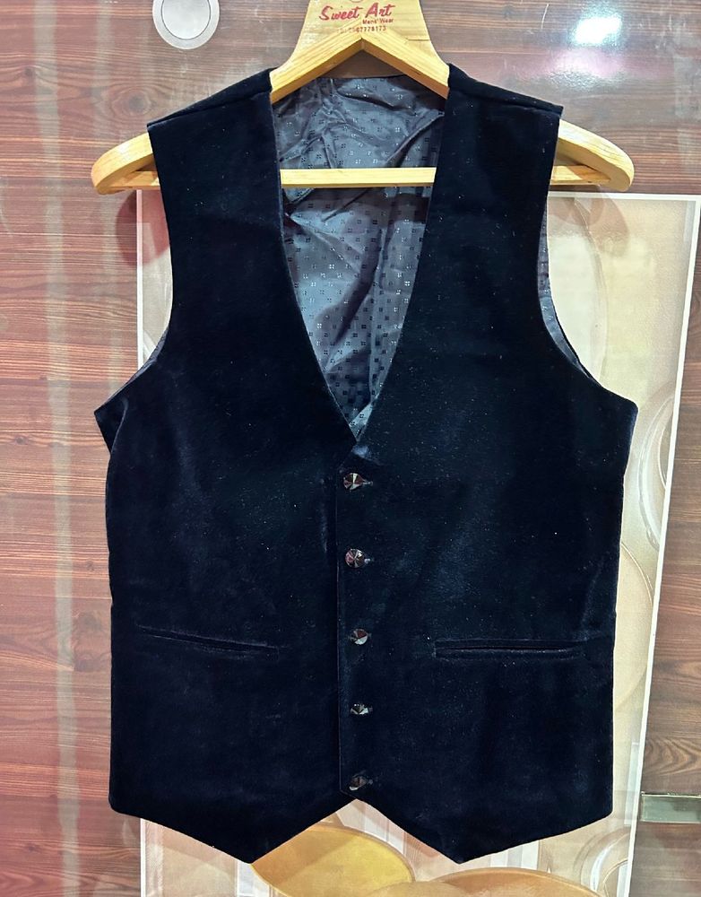 Men's Black Velvet Waistcoat