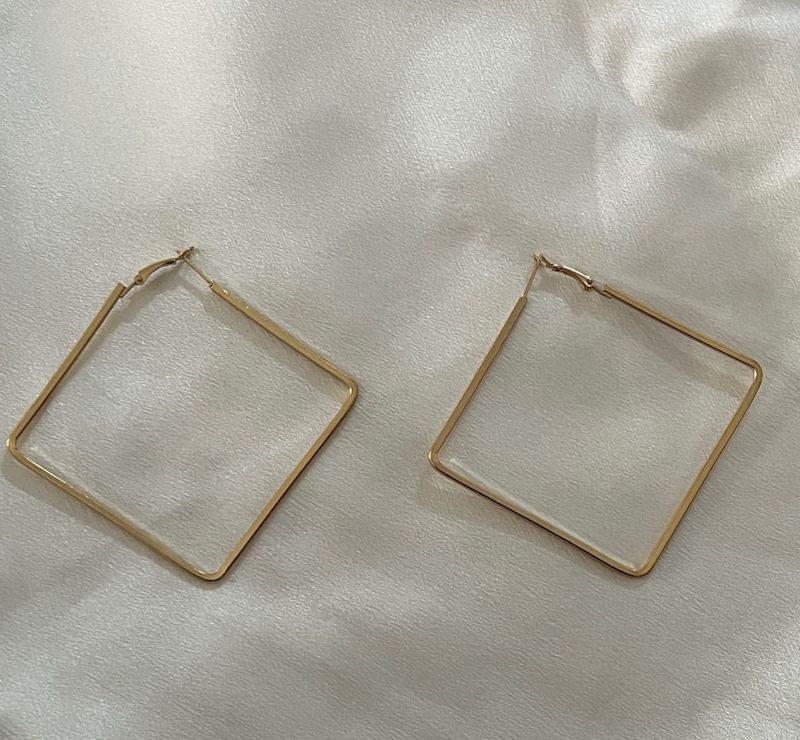Gold Square Hoop Earrings
