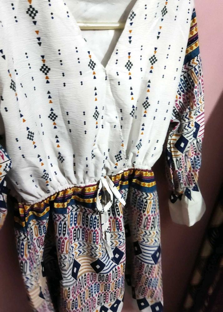 Boho Print V-Neck Wrap Dress