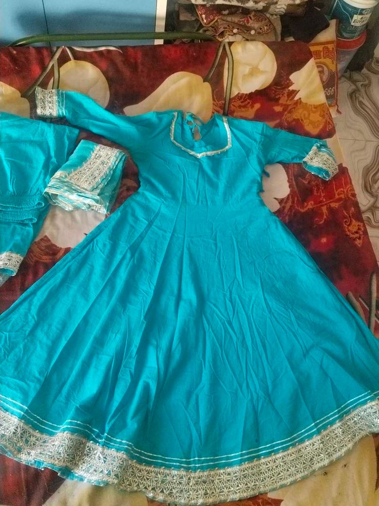 Blue Anarkali Kurta Set