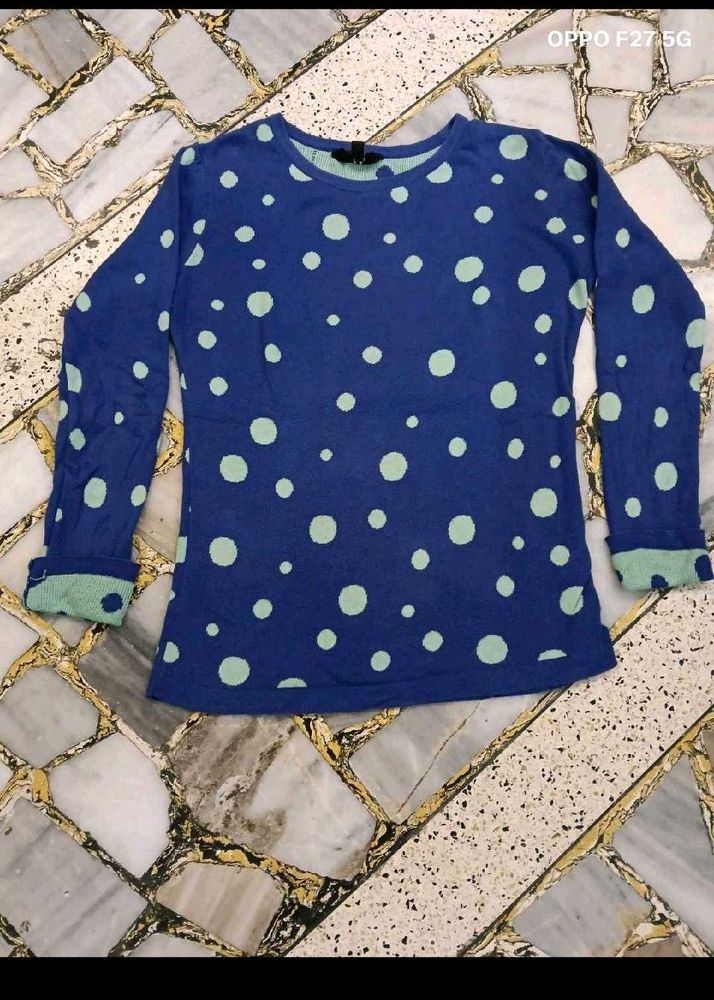 30. Blue Polka Dot Long Sleeve Top