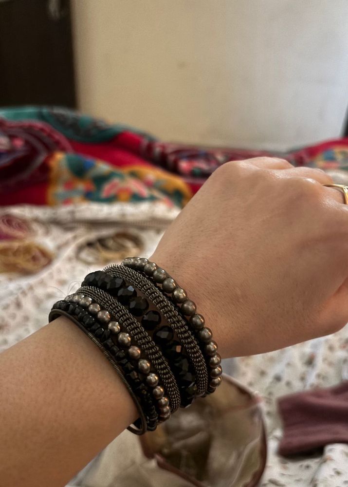 beaded stacked bracelet
