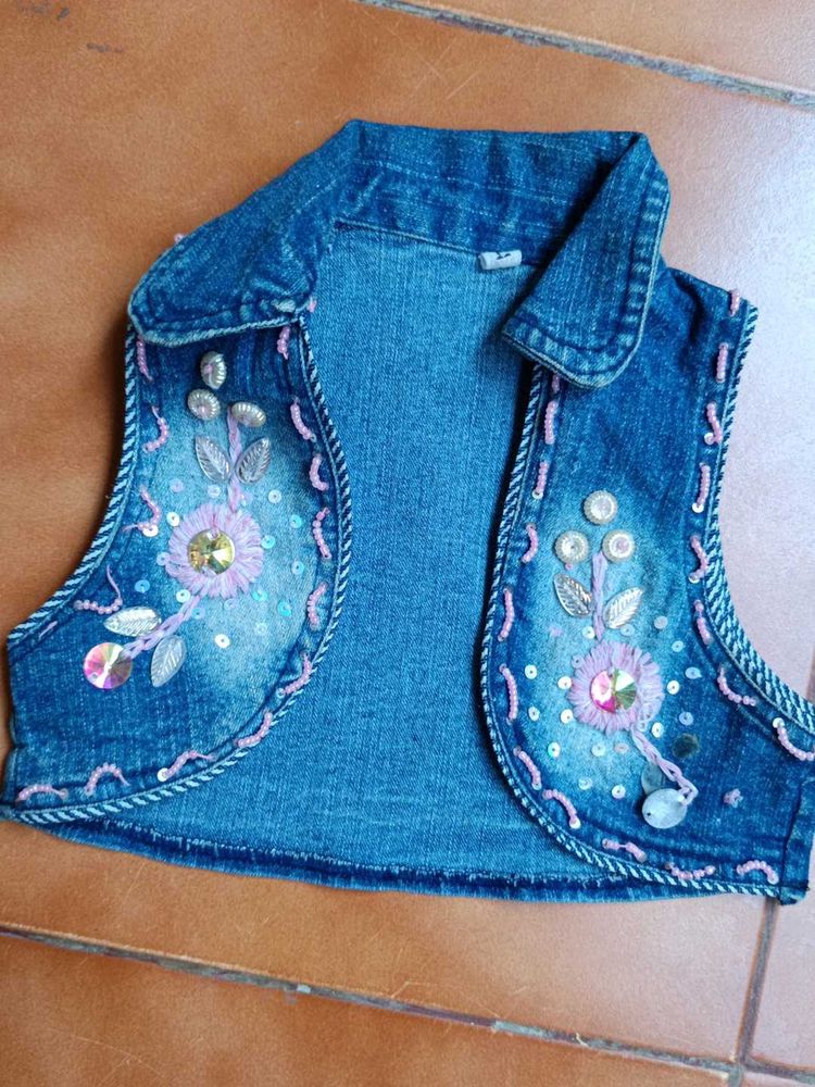 Embellished Denim Vest