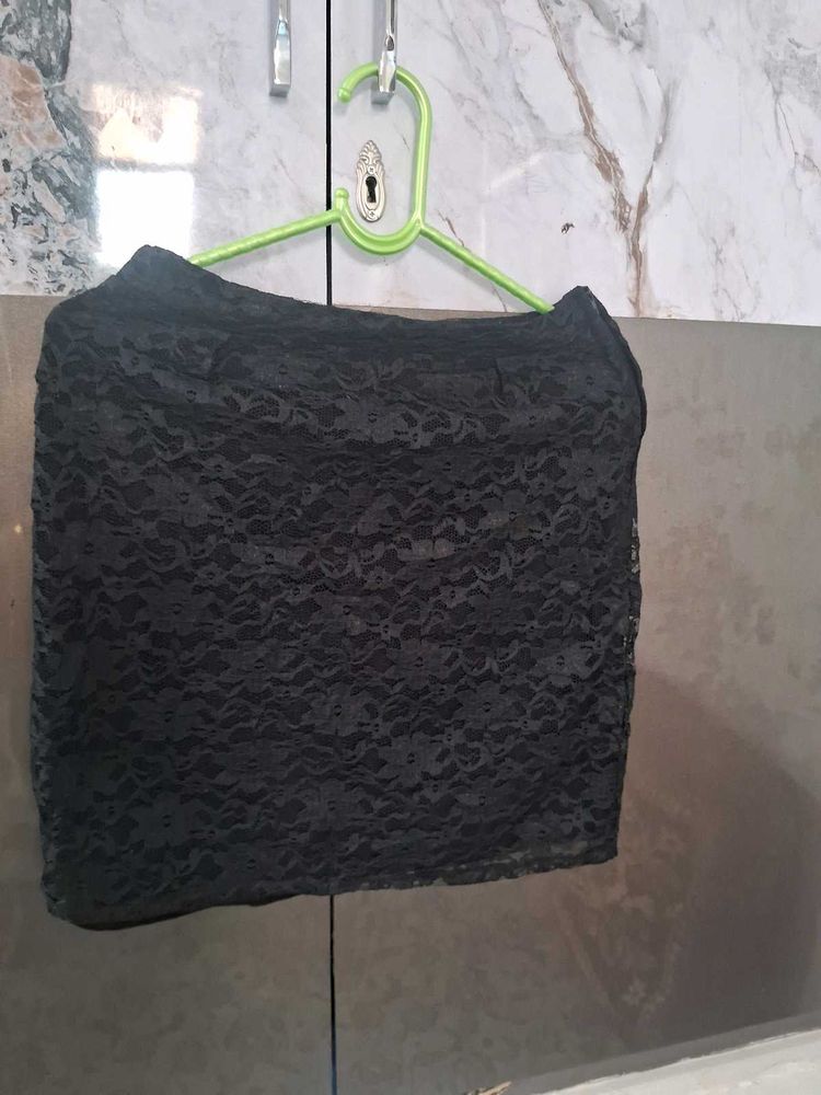 Black Lace Mini Skirt
