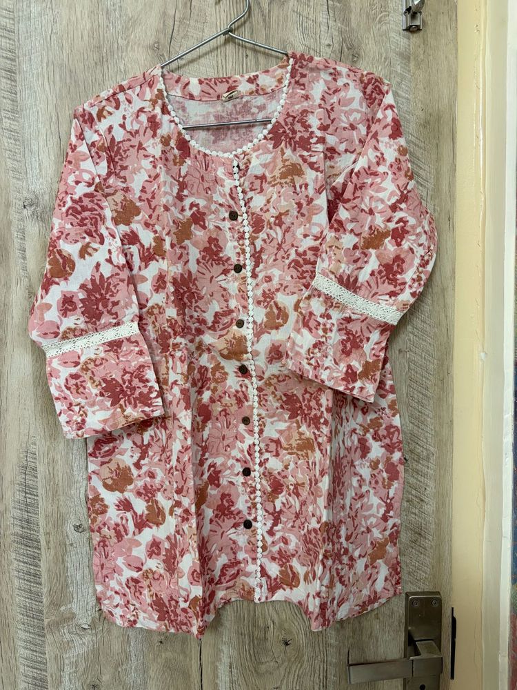 Pink Floral Kurta