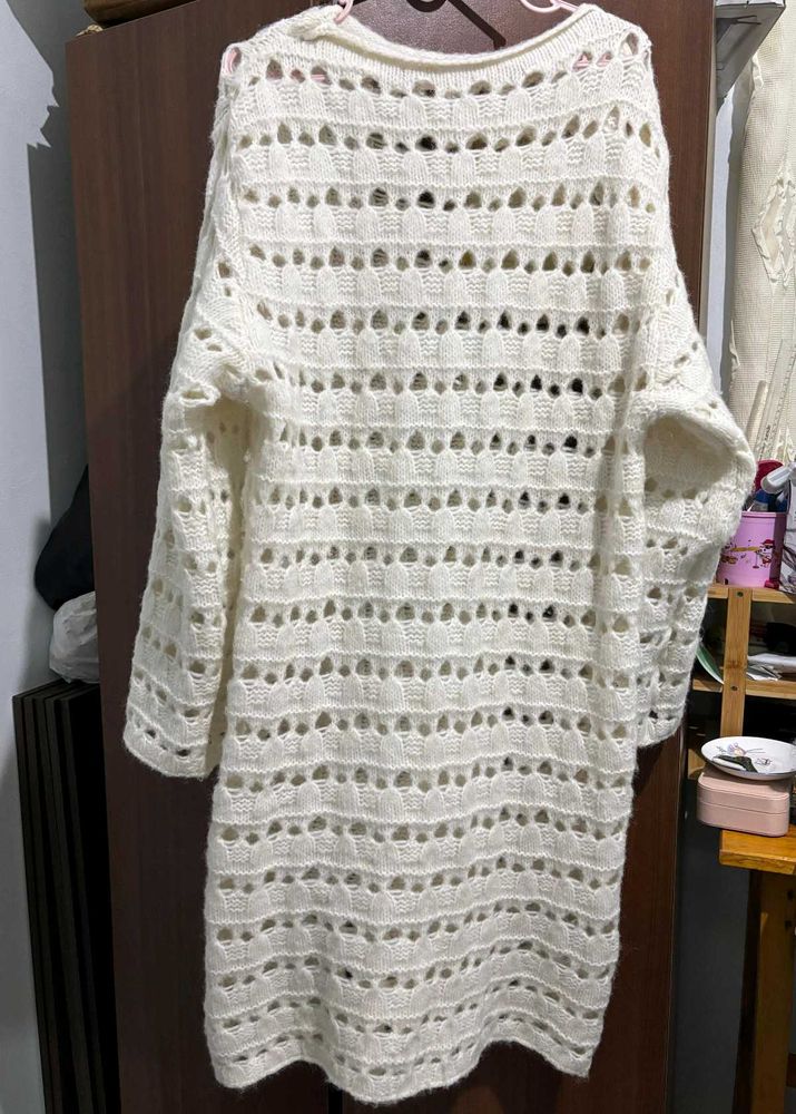 Cream knit sweater dress