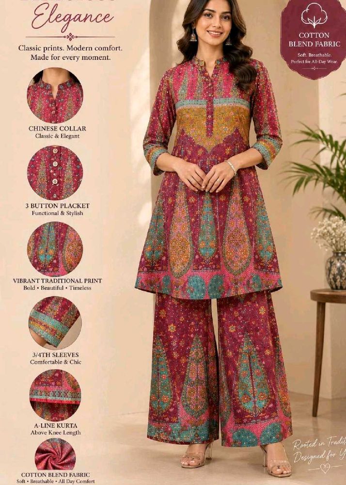 Elegant Traditional Kurta Set with Palazzo Pants