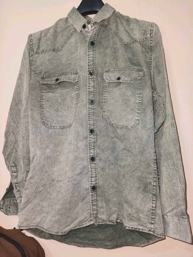 Men's Vintage Washed Denim Shirt