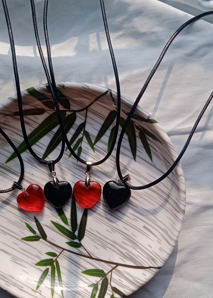 Glass Heart With Cord Necklace ❤