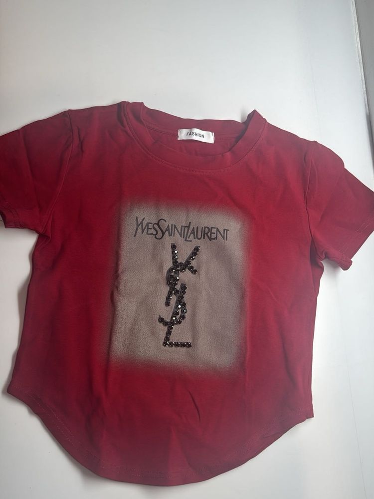 Stylish Red YSL Sequin T-Shirt
