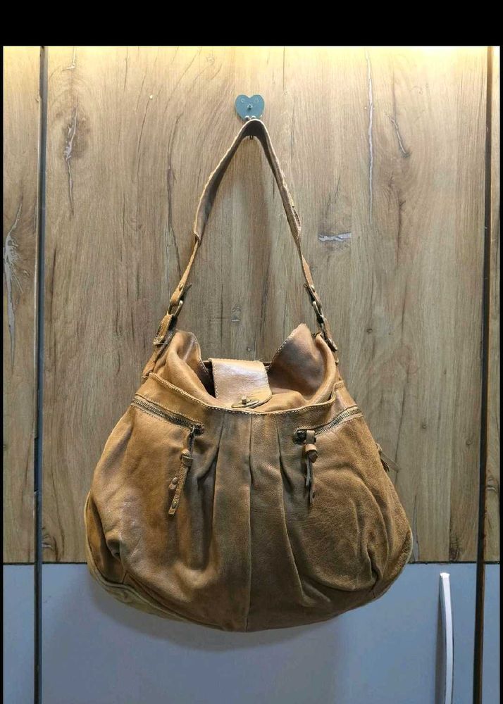 Stylish Brown Leather Hobo Bag